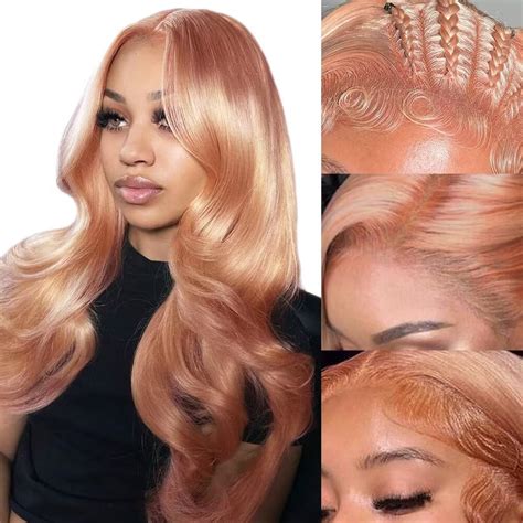 Amazon Pink Blonde Lace Front Wig Human Hair 13x4 HD Lace Rose