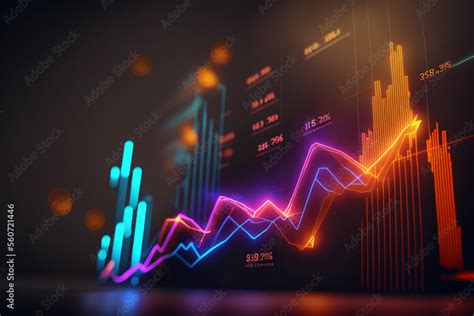 business economic charts, glowing diagram design, generative ai Stock ...