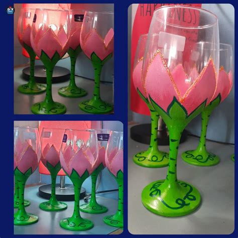 Handpainted wine glasses set of 6