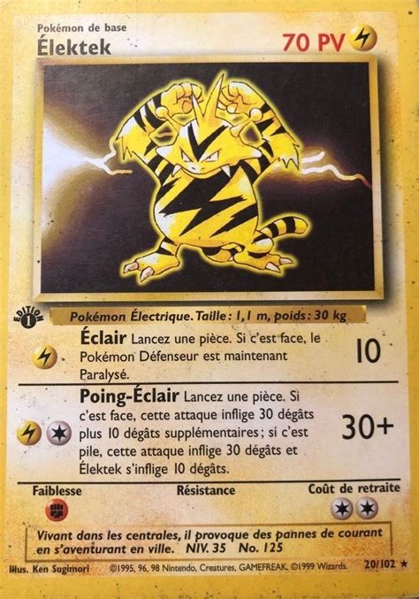 Élektek édition 1 carte Pokémon 20 102 Set de Base