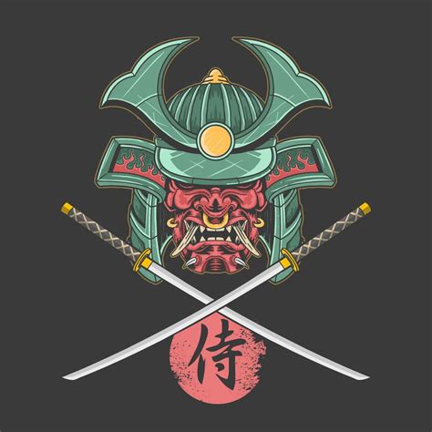 Samurai shogun and crossed katan design 1235226 Vector Art at Vecteezy