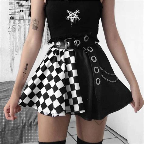 Gothic Plaid Skirt E Girl Grunge Y2k Punk Skirt Etsy