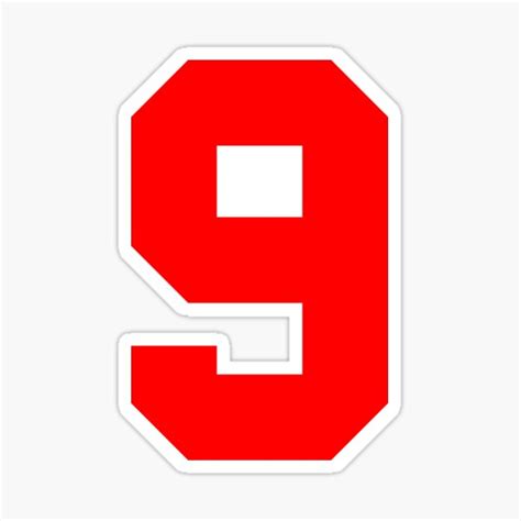 "Number 9 Sports Red" Sticker for Sale by Shariss | Redbubble