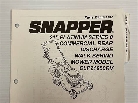 Snapper 21 Platinum Series 0 Walk Behind Mowers Parts Manual 06197 1996 Ebay