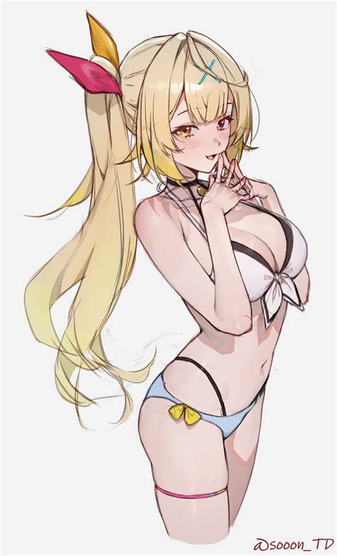 Sooon Hoshikawa Sara Nijisanji Absurdres Highres 1girl Artist Name Bare Arms Bikini