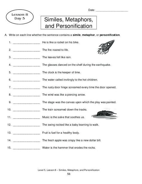 Simile And Metaphor Worksheets 1