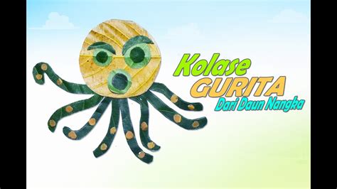 membuat kolase gurita  daun     octopus collage