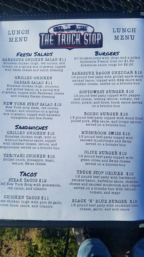 Menu At The Truck Stop Restaurant Cadillac