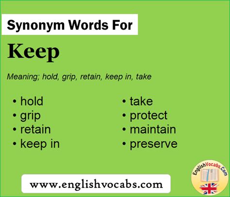 Synonym For Keep What Is Synonym Word Keep English Vocabs