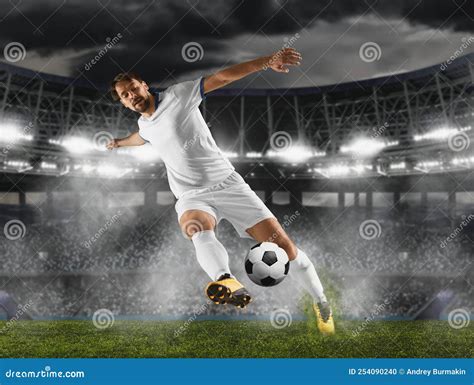 Soccer player in action stock photo. Image of motivation - 254090240