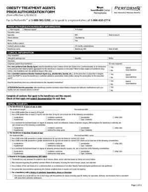 Fillable Online Obesity Treatment Agents Prior Authorization Form