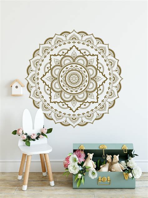 Mandala Wall Sticker Half Mandala Wall Decal Boho Mandala Etsy