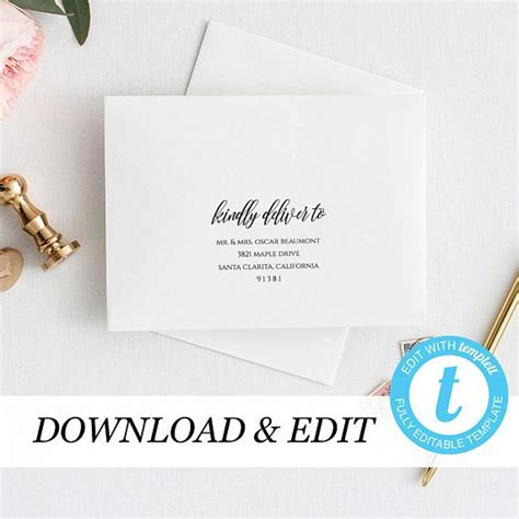 Envelope Template Printable Wedding Envelope Templett Address