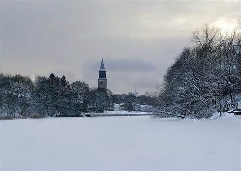 Turku Church Winter River Snow Wood Moon Cathedral Aura River