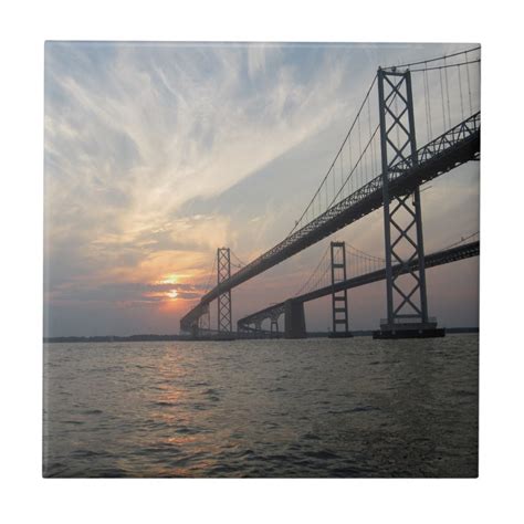 Chesapeake Bay Bridge Sunset Tile | Zazzle