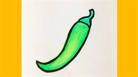 How To Draw A Green Chilli Step By Step Vegetable Drawing Green Chilli