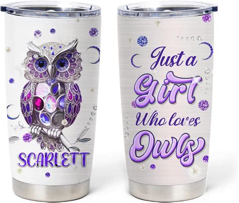 Personalized Just A Girl Who Loves Owls Tumblers With Lid Owl 10oz 20oz Stainless