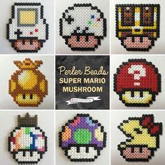 36 Mario Mushroom Perler Bead Ideas Perler Bead Patterns Perler Bead