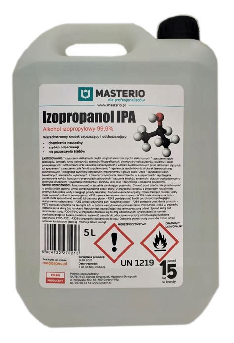 Isopropylalkohol isopropanol ipa 5 L 99 9 čistý Masterio za 354 Kč