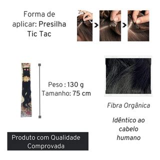 Aplique Tic Tac Super Star Extens O De Cabelo Cm Fibra Org Nica