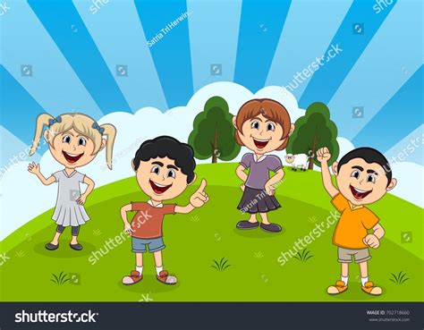 Children Playing Park Cartoon Vector Illustration Stock Vector (Royalty ...