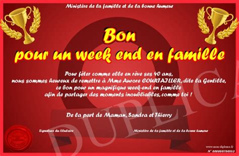 Bon Pour Un Week End En Famille