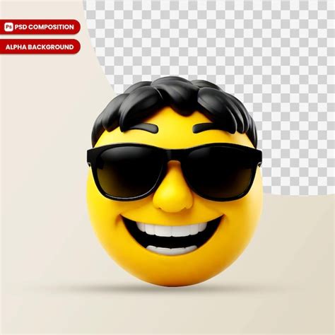 Premium PSD | Smiling emoji man with glasses