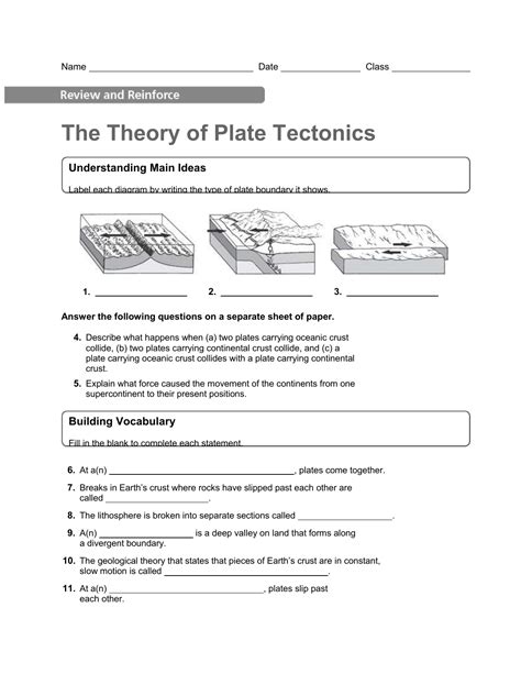 Plate Tectonics Lab Worksheet