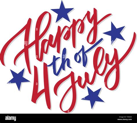 Happy 4th Of July Vector Typography Calligraphy Lettering Hand