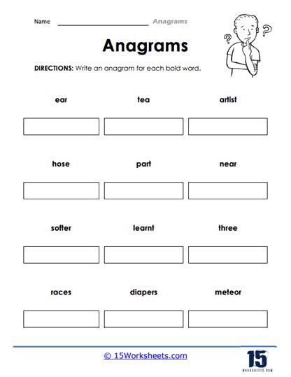 Anagrams Worksheet For Class