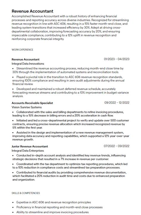 1 Revenue Accountant Resume Examples With Guidance