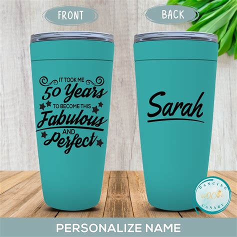 Personalized 50th Birthday T For Women 50 And Fabulous Funny Tumbler T For 50 Year Old