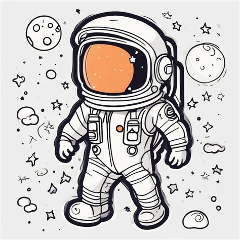 Premium Photo Cute Coloring Book With Astronaut Line Art