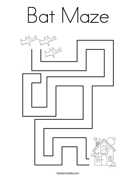 Bat Maze Coloring Page Twisty Noodle