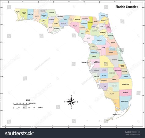 3,463 Florida county map Images, Stock Photos & Vectors | Shutterstock