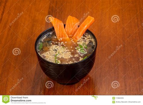 Japanese Miso Soup with Salmon Stock Image - Image of culture, gourmet ...