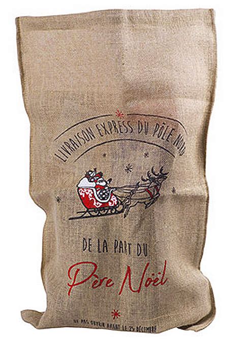 Grand Sac Hotte à Cadeaux Père Noël en Jute Noel