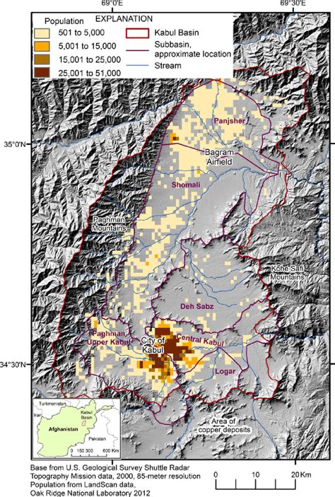 Population in the Kabul Basin, Afghanistan, in 2011 estimated from ...