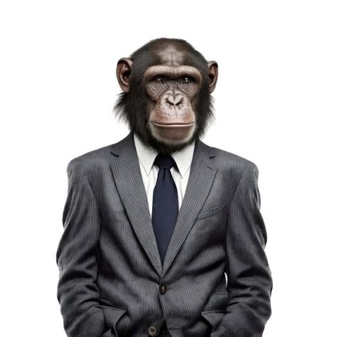 Um homem de terno um chimpanzé de terno Foto Premium Baboon