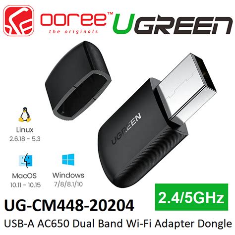 Ugreen Cm448 Ac650 Dual Band Usb A Wifi Adapter Wireless Dongle With Led Indicator Ug Cm448