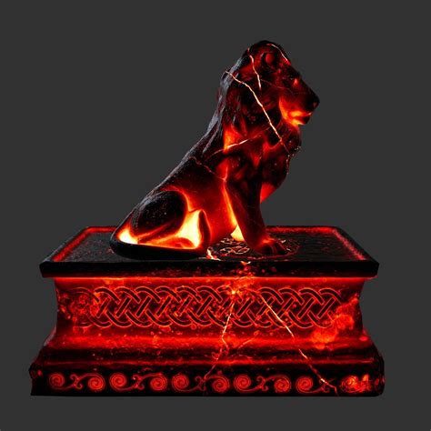 3d Model Lava Lion Statue Vr Ar Low Poly Cgtrader