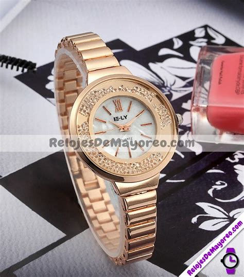 Reloj Rosado Extensible Metal Caratula Diamantes Sueltos E LY R2909