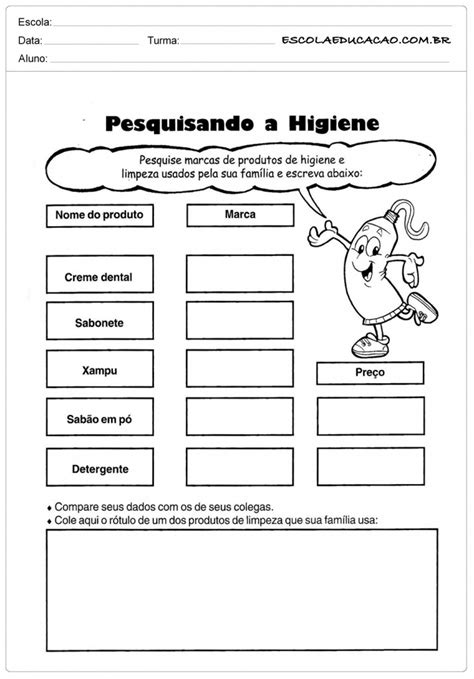 20 Atividades sobre higiene e Hábitos - Inéditas - Para Imprimir