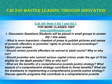 PPT CJS 240 MASTER Leading Through Innovation Cjs240masterdotcom