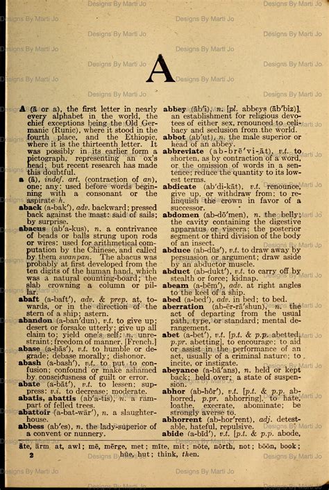 Vintage Old Dictionary Pages | 26 Antique Dictionary Printable JPG