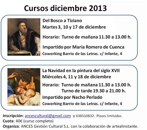 Ances Gesti N Cultural Nuevos Horarios De Los Cursos De Diciembre