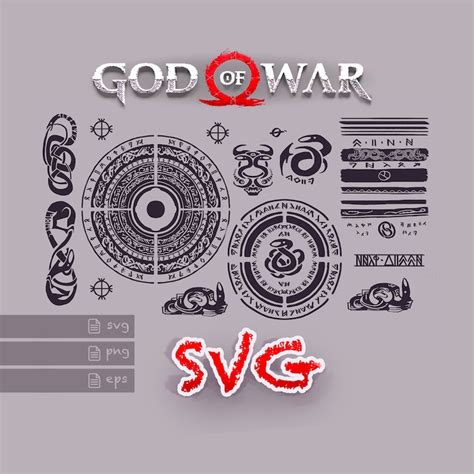 God of War Tattoo Viking Symbols SVG, Norse Mythology Gamer Svg, Baldur Jormungandr SVG, Kratos ...