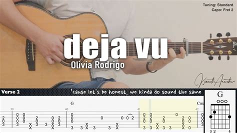 deja vu - Olivia Rodrigo | Fingerstyle Guitar | TAB + Chords + Lyrics Chords - Chordify