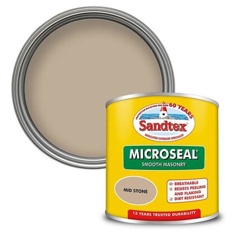 Sandtex Microseal Smooth Masonry Paint Mid Stone 150ml Homebase