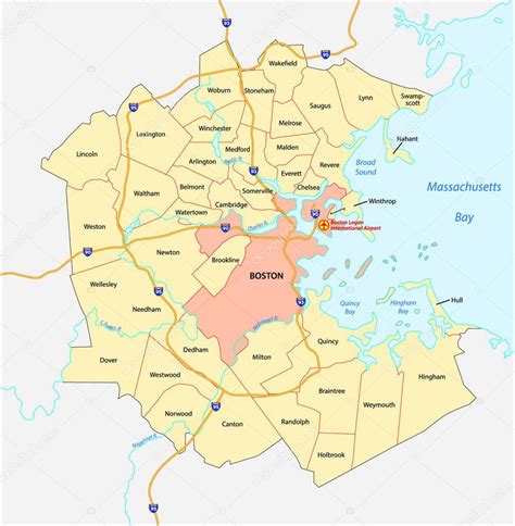 Boston Fica Em Que Estado - Mapa Vectorial Región Metropolitana Boston Massachusetts Estados Unidos ...